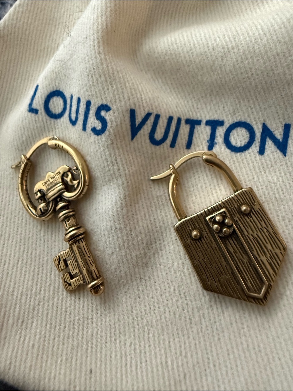 Louis Vuitton X Fornasetti key and lock earrings